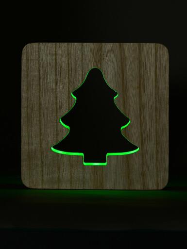 Wooden Tree Laser Cut-Out With Green SMD Christmas Ornament – 18cm