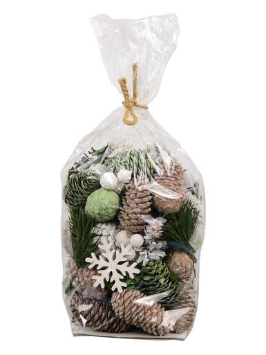 Pine Cones With Snowflakes, Berries & Bells Christmas Decoration Mix – 350g