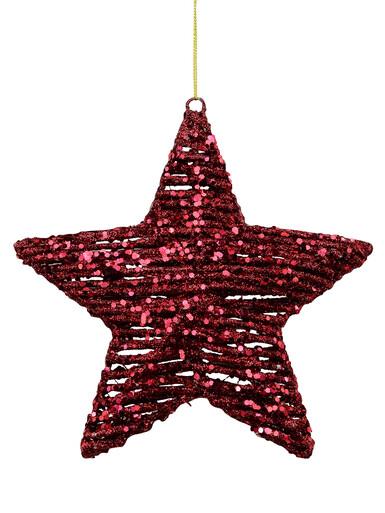 Red Twine Wrapped Look 3D Star Christmas Tree Hanging Decoration – 18cm