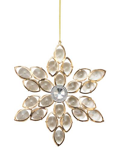 Champagne Star Snowflake Encrusted Diamante Hanging Ornament – 14cm