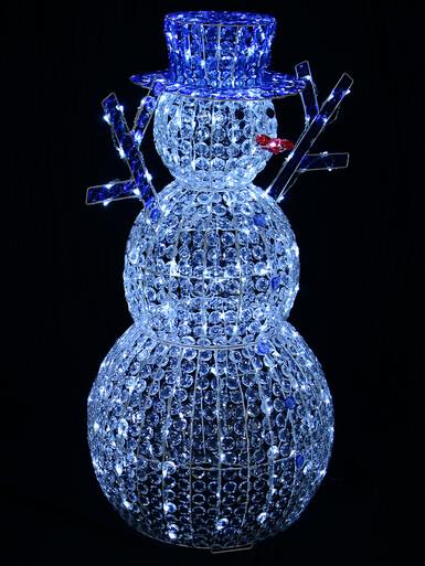 Cool White LED Crystal 3D Winter Snowman With Top Hat – 1.2m