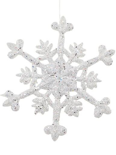 White With Silver Glitter Snowflake Christmas Tree Hanging Decoration – 12cm