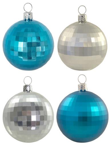 Assorted Silver & Turquoise Mirror Ball Decorations – 12 x 60mm