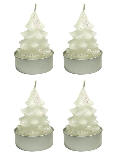 White Christmas Tree Tea Light Candles Pack – 6 x 55mm