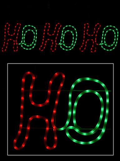 Red & Green Ho Ho Ho Rope Light Silhouette – 1.4m