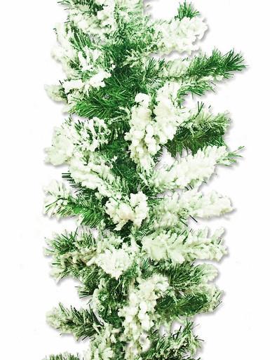 Heavily Flocked Antarctic Snow Pine Christmas Garland With 180 Tips – 2.7m