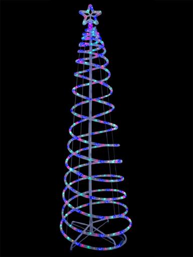 Multi Colour LED Rope Light 3D Spiral Outdoor Christmas Tree – 1.8m