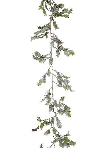 Frosted Christmas Holly Leaves & Berries Vine Christmas Garland – 1.8m