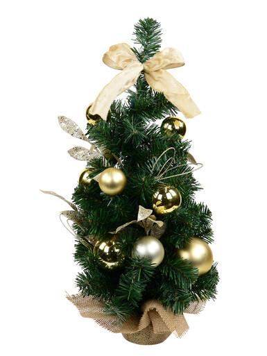 Decorated Gold & Champagne Bauble & Leaf Stem Pine Table Top Tree – 60cm