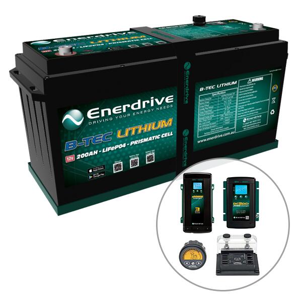 Enerdrive 200Ah Lithium Battery B-TEC Ultra Bundle