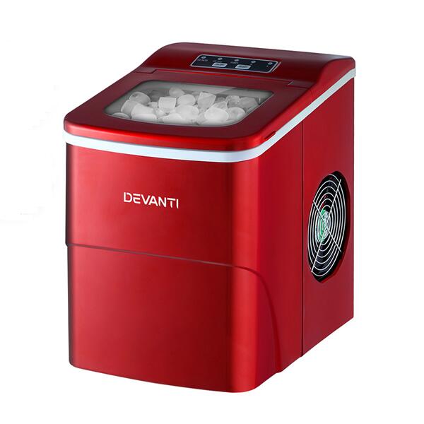 Devanti 2L Quick Portable Ice Maker, Red, Ultimate Ice-Making