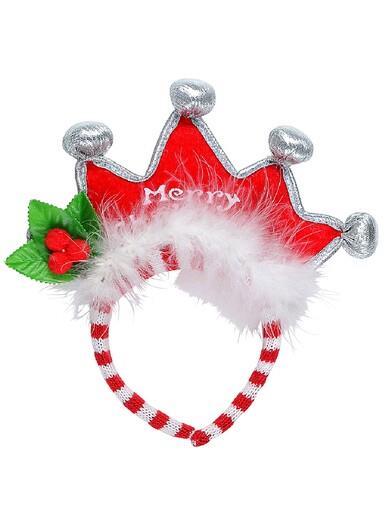 Merry Christmas With Holly Leaf & Berry Tiara Headband – One Size Fits Most