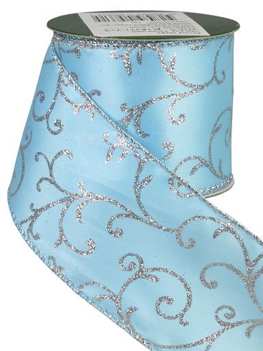 Tiffany Blue & Silver Filigree Design Ribbon – 3m