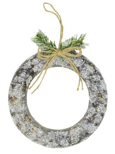 Hanging Decorative Styrofoam Decorated & Frosted Wreath Ornament – 21cm