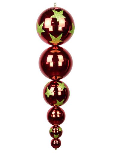 Metallic Ruby Red With Lime Green Stars Large Finial Display Decoration – 1m