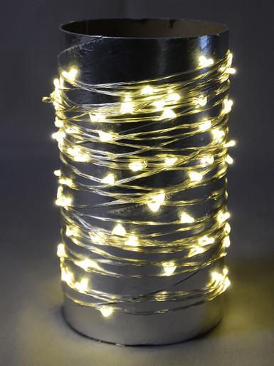 100 Warm White Micro LED Bulb Christmas Wire Seed Battery Lights – 10m