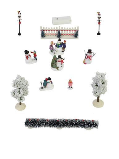Traditional Resin Town Scene Figurines – 9 Piece Set