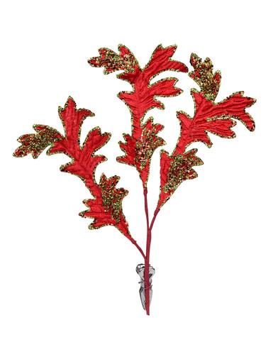 Red & Green Acanthus Look Decorative Christmas Floral Leaf Spray Pick – 20cm