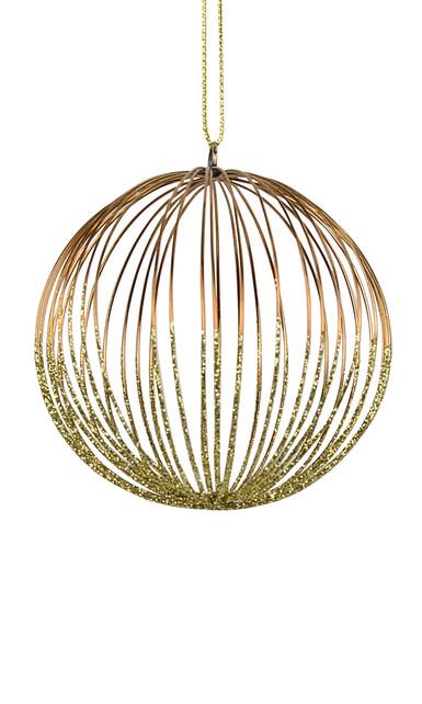 Bronze & Gold Open Glitter Ball Hanging Ornament – 80mm