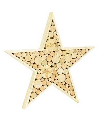 Natural Wood Star Standing Ornament – 30cm