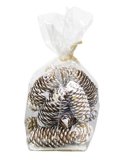 Decorative White Frosted Natural Christmas Long Pine Cones – 100g