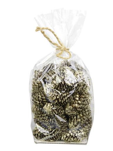 Decorative Gold & Champagne Glittered Natural Christmas Pine Cones – 100g