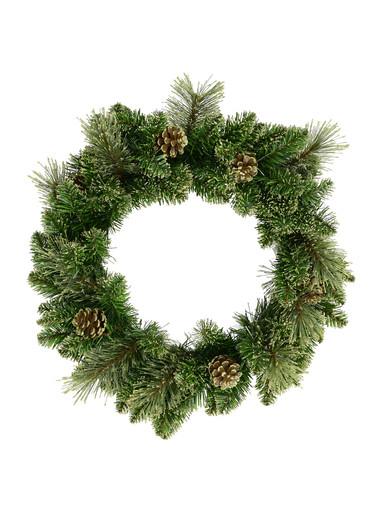Natural Look Pine Wreath With Pine Cones & 94 Gold Glitter Tips – 36cm