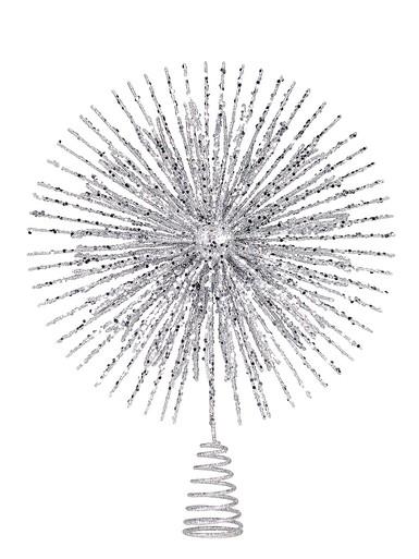 Glittered Silver Starburst Christmas Tree Topper Decoration – 38cm