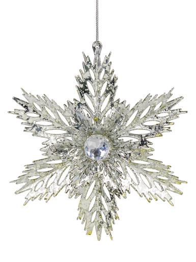 3D Silver Snowflake With Sequins Christmas Tree Hanging Decoration – 15cm