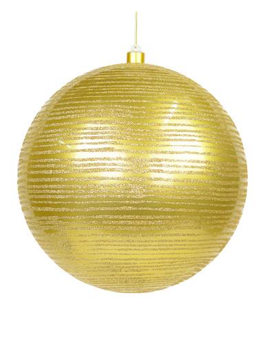 Gold Gloss With Thin Gold Glitter Stripe Large Bauble Display Decoration – 25cm