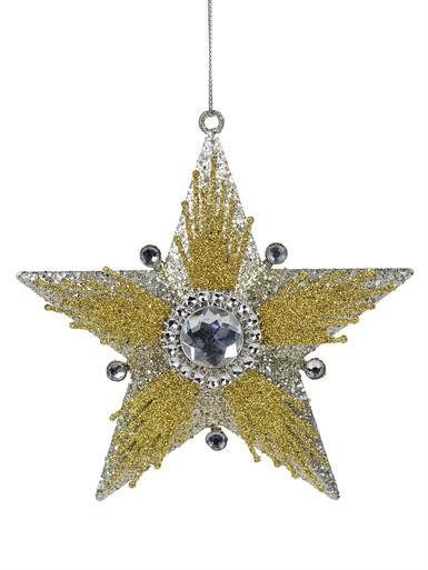 Silver Star With Embellishments Christmas Tree Hanging Decoration – 13cm