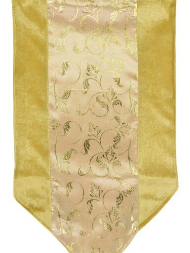 Gold Christmas Table Runner With Printed Organza Centre Panel – 1.8m