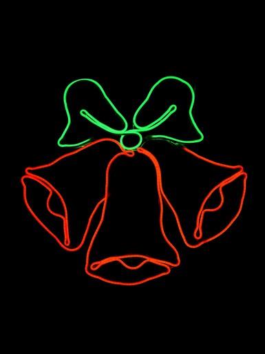 Red & Green Jingle Bells Neon Rope Light Silhouette – 78cm