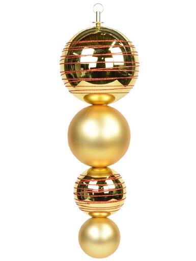 Metallic & Matte Gold With Red Glitter Large Finial Display Decoration – 45cm