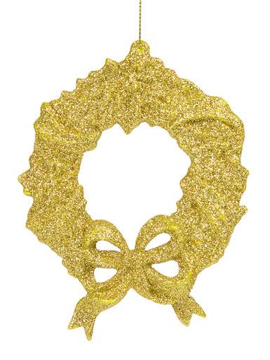 Gold Glitter Wreath Hanging Ornament – 12cm