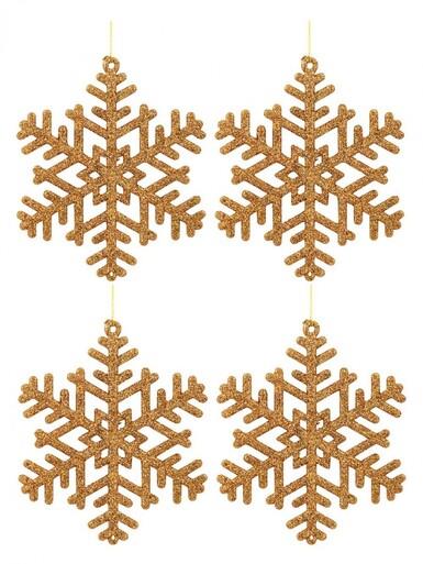 Gold Glitter on Bronze Snowflake Ornaments – 6 x 10cm