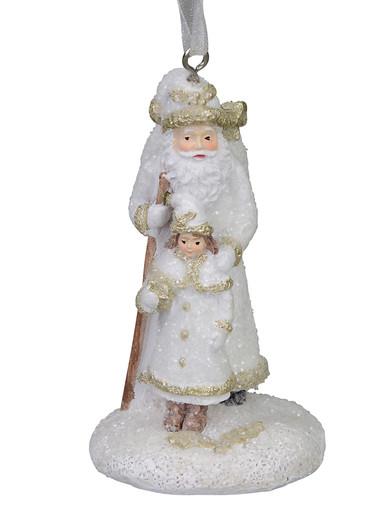 Standing Traditional Father Christmas with Child, Hanging Ornament – 70mm