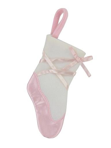 Soft Pink & White Ballet Shoe Design Mini Stockings In Fleece & Satin – 3 x 18cm