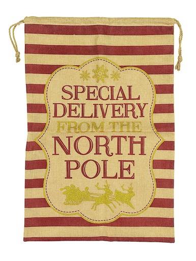 Striped Jute Santa Sack ‘ Special Delivery From The North Pole ‘ – 75cm
