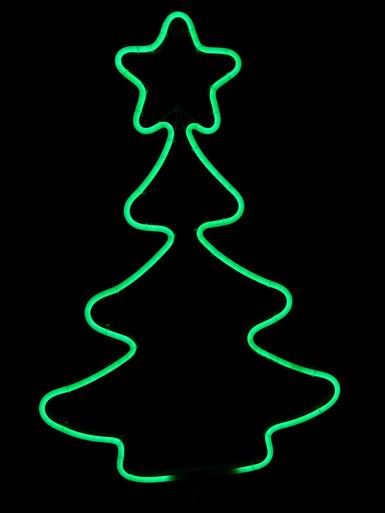 Green Christmas Tree & Star Neon Flex Rope Light Silhouette – 60cm