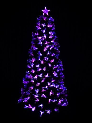 Red, Blue & Purple LED Green Leaf Fibre Optic Christmas Tree – 1.8m