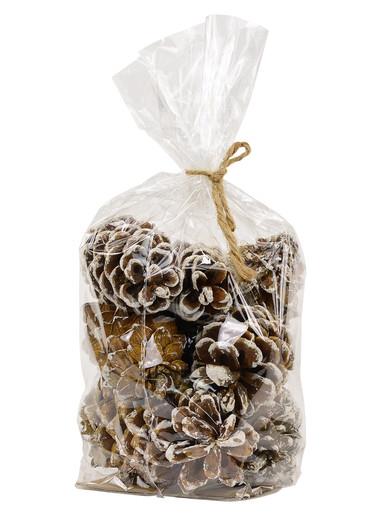 White Frosted Tip Christmas Natural Pine Cone Decorations – 300g