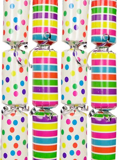 Colourful Festive Stripe & Dot Design Christmas Cracker Bon Bons – 6 x 25cm